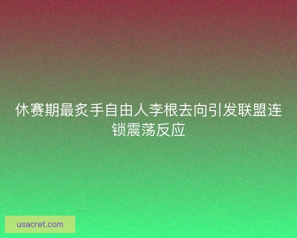 休赛期最炙手自由人李根去向引发联盟连锁震荡反应